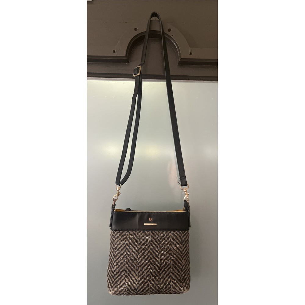 Spartina 449 Crossbody LORELEI Hipster Bag Slate Colored herringbone pattern - Picture 3 of 10